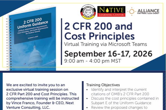 Virtual Training Session: 2 CFR Part 200 and Cost Principles