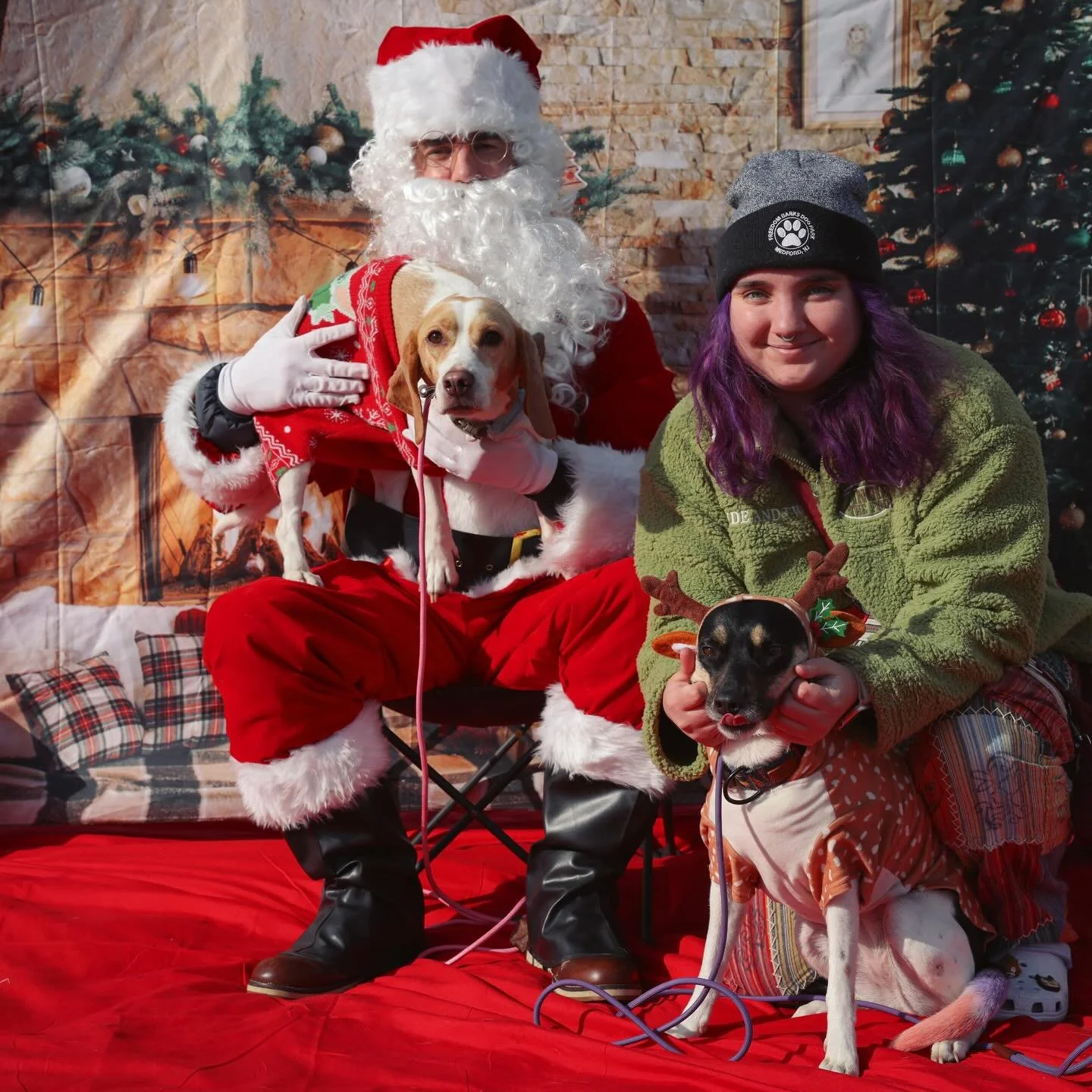 Only 8 Days Until Christmas! 🎅🏼✨ As we count down these final days, we want to remind you that we are open over the holiday with limited availability! 

Juniper &amp; Lemon got to meet Santa this past weekend at @freedombarksdogpark in support of @