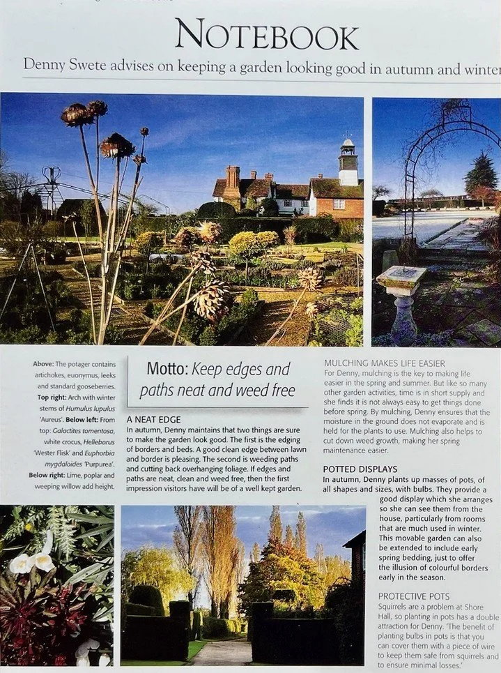 Autumn Tips from the Archives 🍂. We love this gem from a 2001 edition of @theenglishgardenmagazine, featuring Shore Hall and sharing the autumn gardening wisdom of Denny Swete &mdash; a former owner and award-winning gardener.

As the leaves turn an