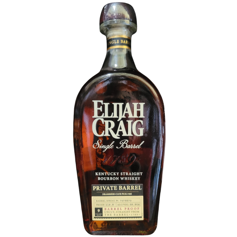 Elijah Craig Single Barrel Bourbon Drammers Pick #105 Cask Strength - DRINQY Drammers Whisky and Spirits Club Slackjaw.png