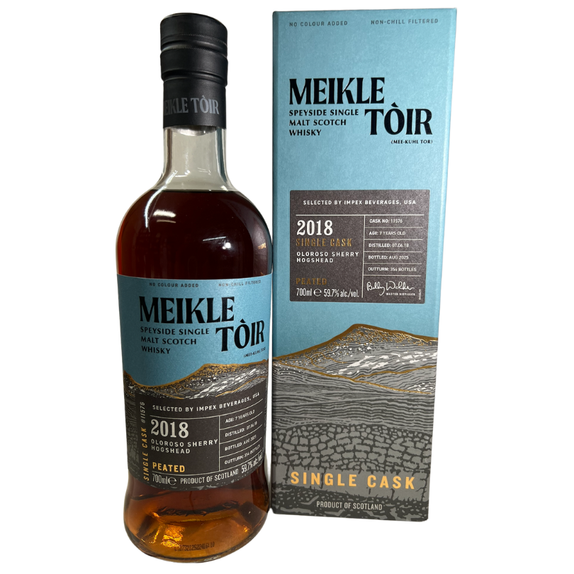 Meikle Toir 2018 Peated 7yo Oloroso Sherry Hogshead Single Cask 11576 Malt Scotch - DRINQY Drammers Whiskey and Spirits Club whisky mezcal agave bourbon scotch rum gin Testify Drammening Droplet A.png