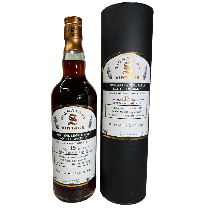 Auchentoshan 15yo (2007) Signatory Vintage Independent Bottling Single Malt Scotch - DRINQY Drammers Whiskey and Spirits Club whisky mezcal agave bourbon scotch rum gin Testify Drammening Droplet .png