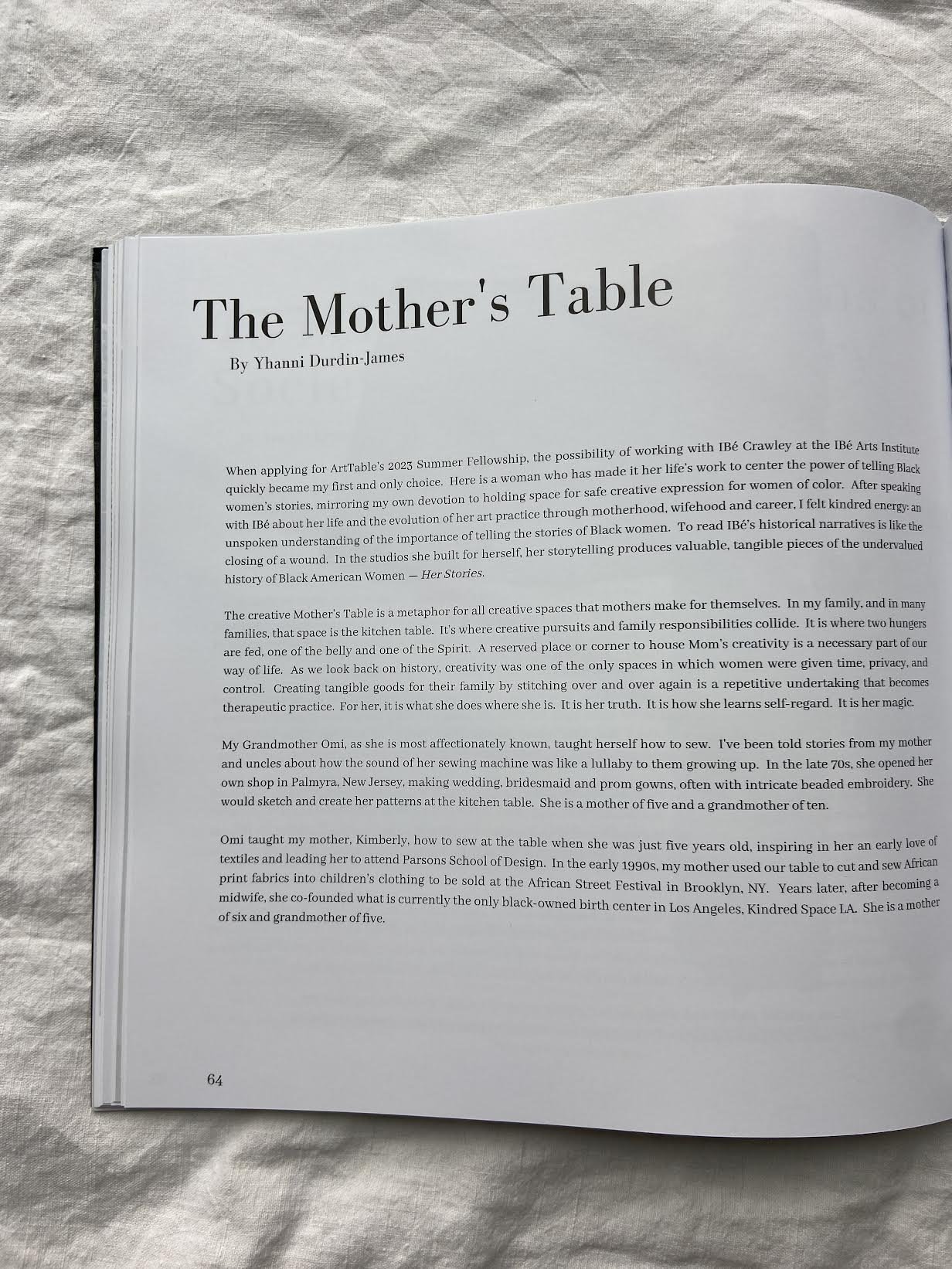 A portion of "The Mother's Table" within "Visible The Art of Her Story" By IBe' Crawley