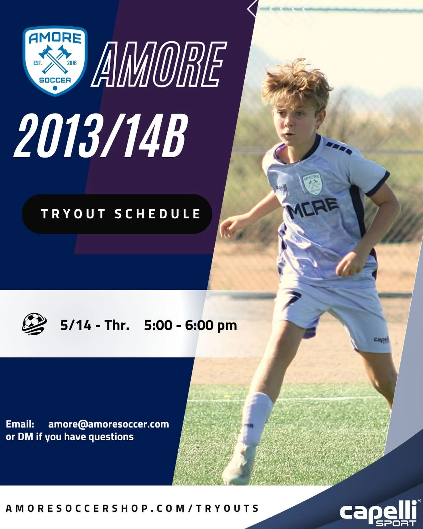 Come join our 2014 Boys team for there tryout on 5/14! Registration links are in our bio or DM/Email if you have questions.