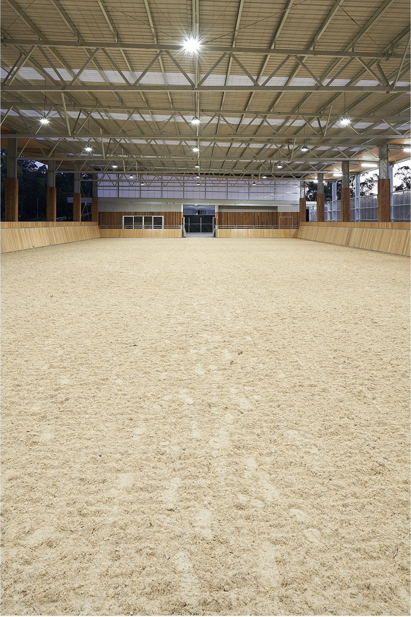  stable arena features a spacious area where horses can freely walk around