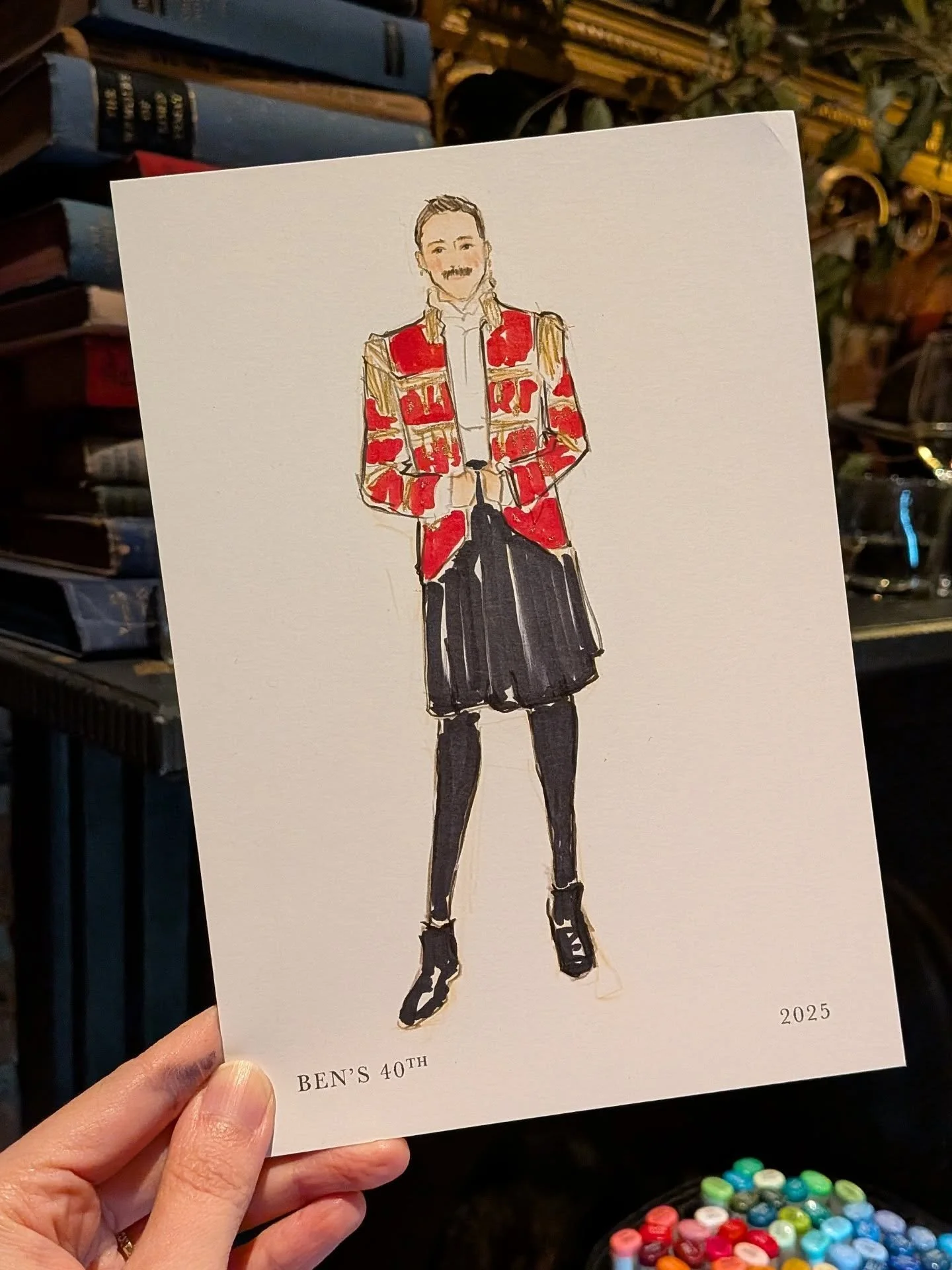 Stepped into the Met Gala for Ben's birthday celebrations! Thank you for inviting me to fashion illustration heaven 🤭 (great music too!) @benvasiliou