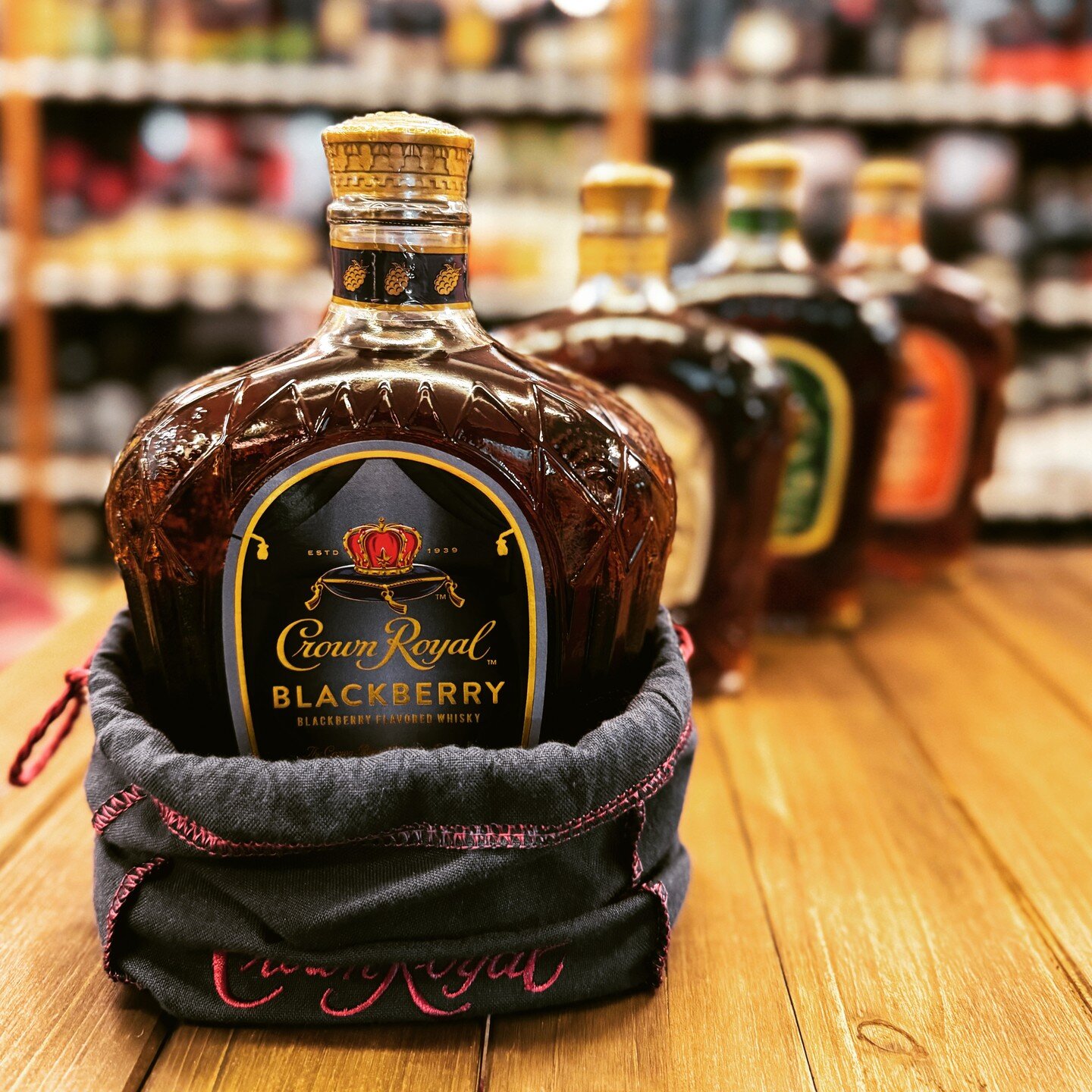 We are excited to offer Crown Royal's Seasonal release to our customers! Swing by and pick a bottle up from the shelf and try a Blackberry Whisky Sour:

2 oz Crown Royal Blackberry
1 oz Blackberry Brandy
1 oz Fresh Lemon Juice
Blackberries
Lemon wedg