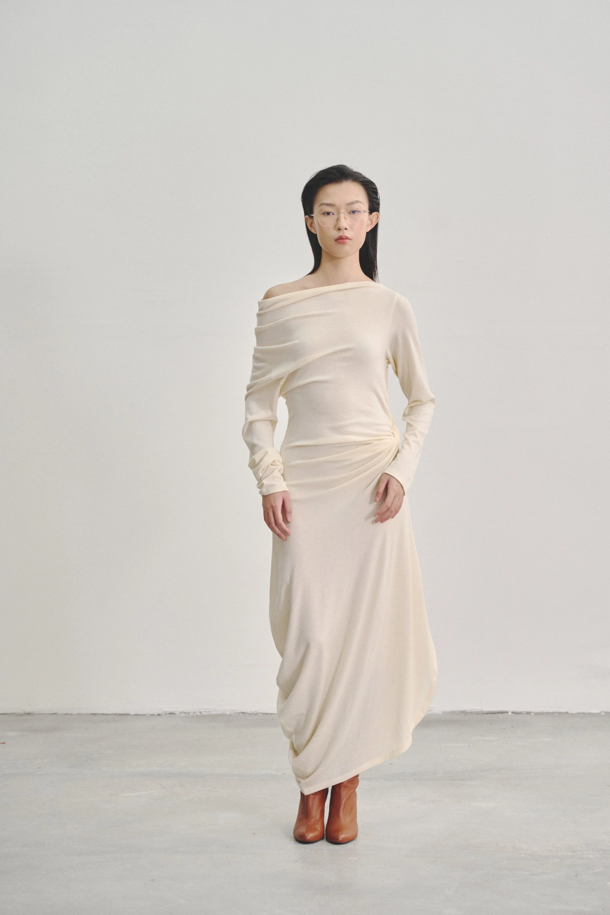 Butter 'Twisted  Waist Knot’ Dress in Wool Blend Jersey