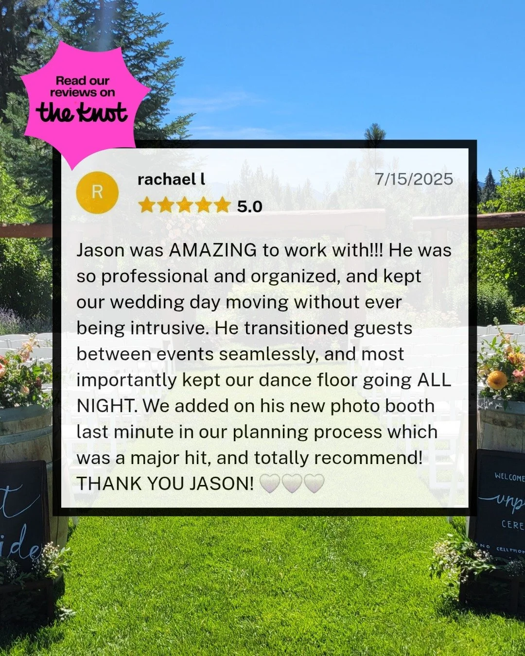 Making couples happy on one of their biggest days makes me happy.