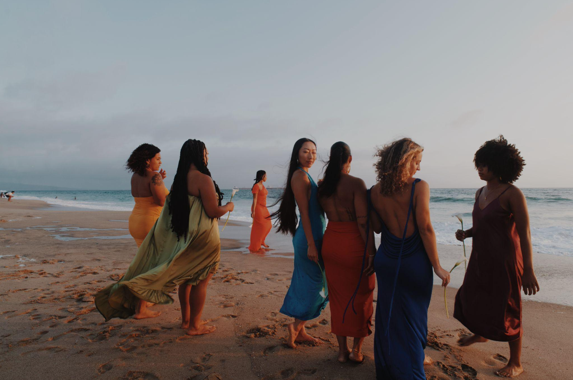 Passage of Tide
(30x40in):

There is no leader, only movement. 

Their presence speaks without sound.  A ceremony of softness and strength. Under the haze, they become the tide and thread weaving sisterhood into ritual and beauty into resistance. 


