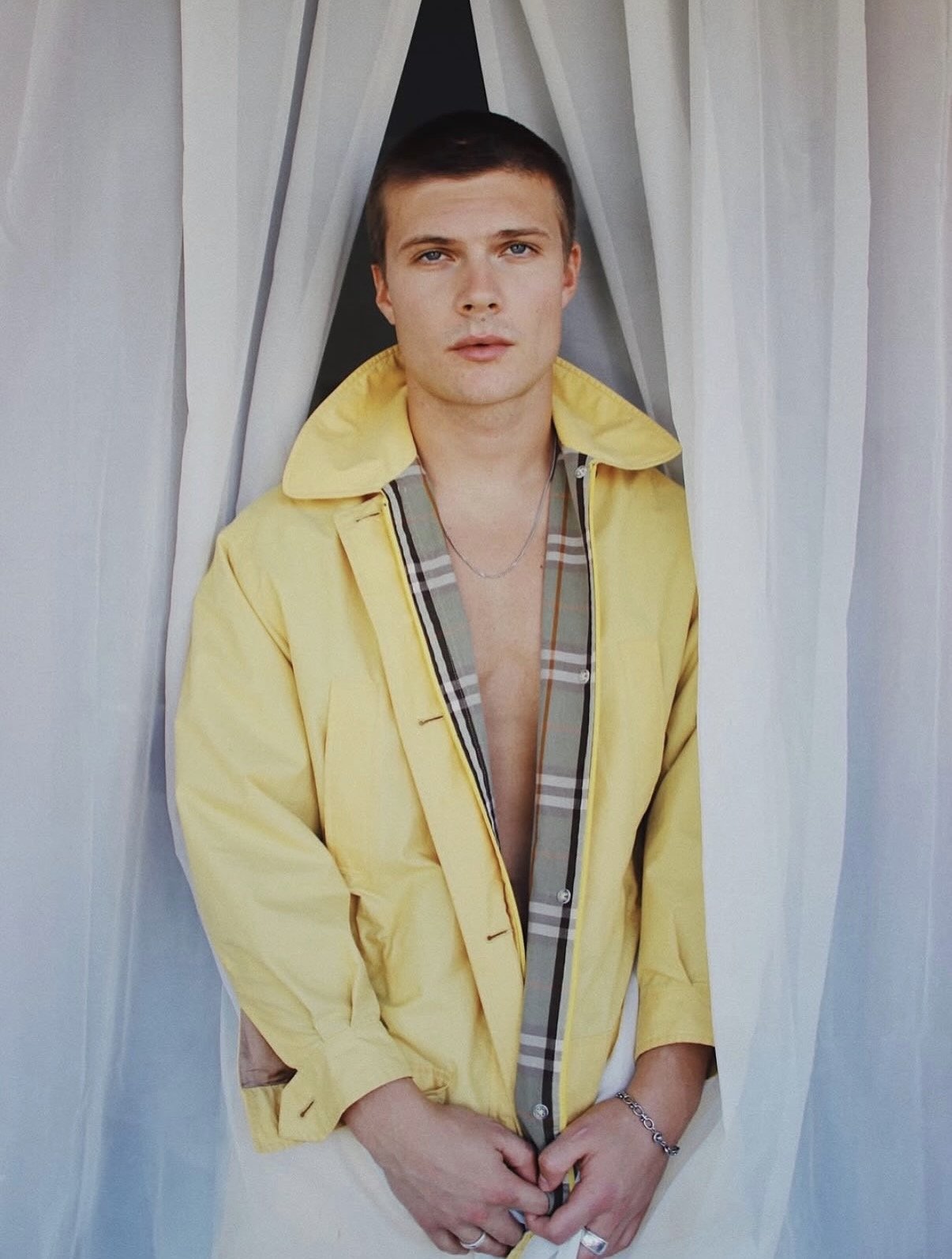 Sam Rechner in vintage Burberry for FAULT Magazine April 2026 Issue