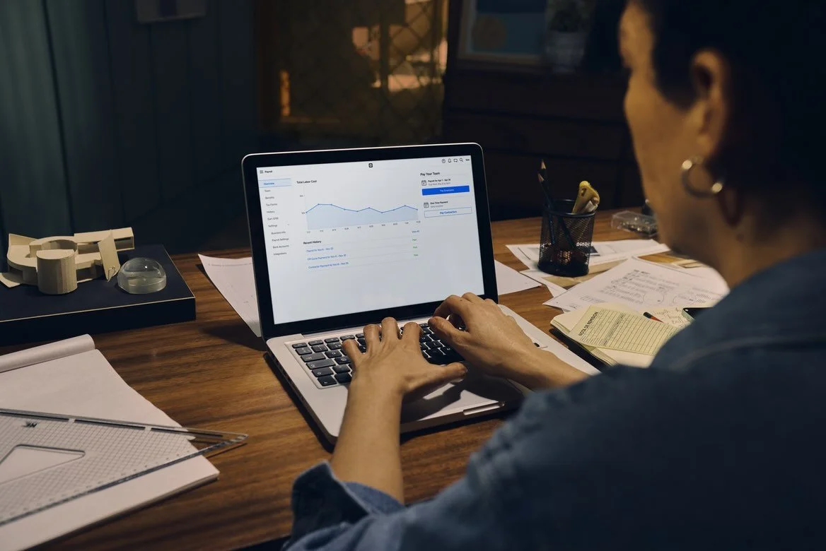 Woman working on a laptop