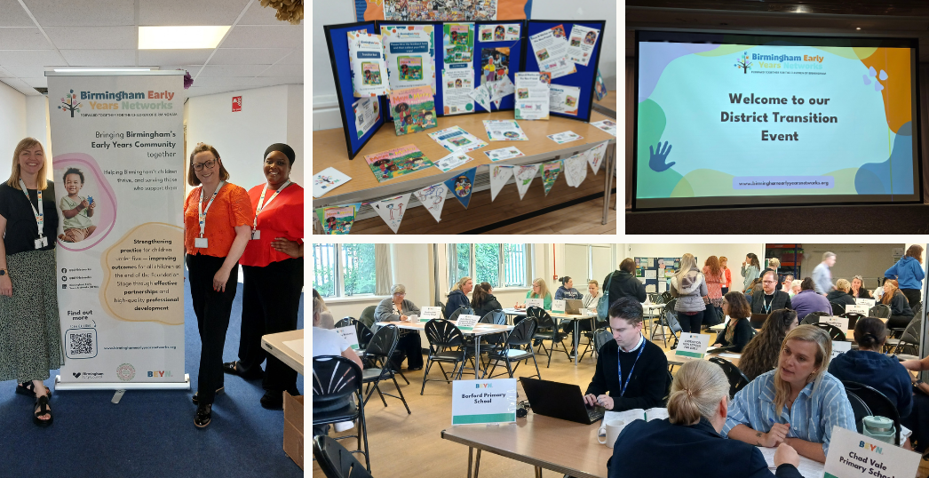 Collage of four photos taken at various district transition events