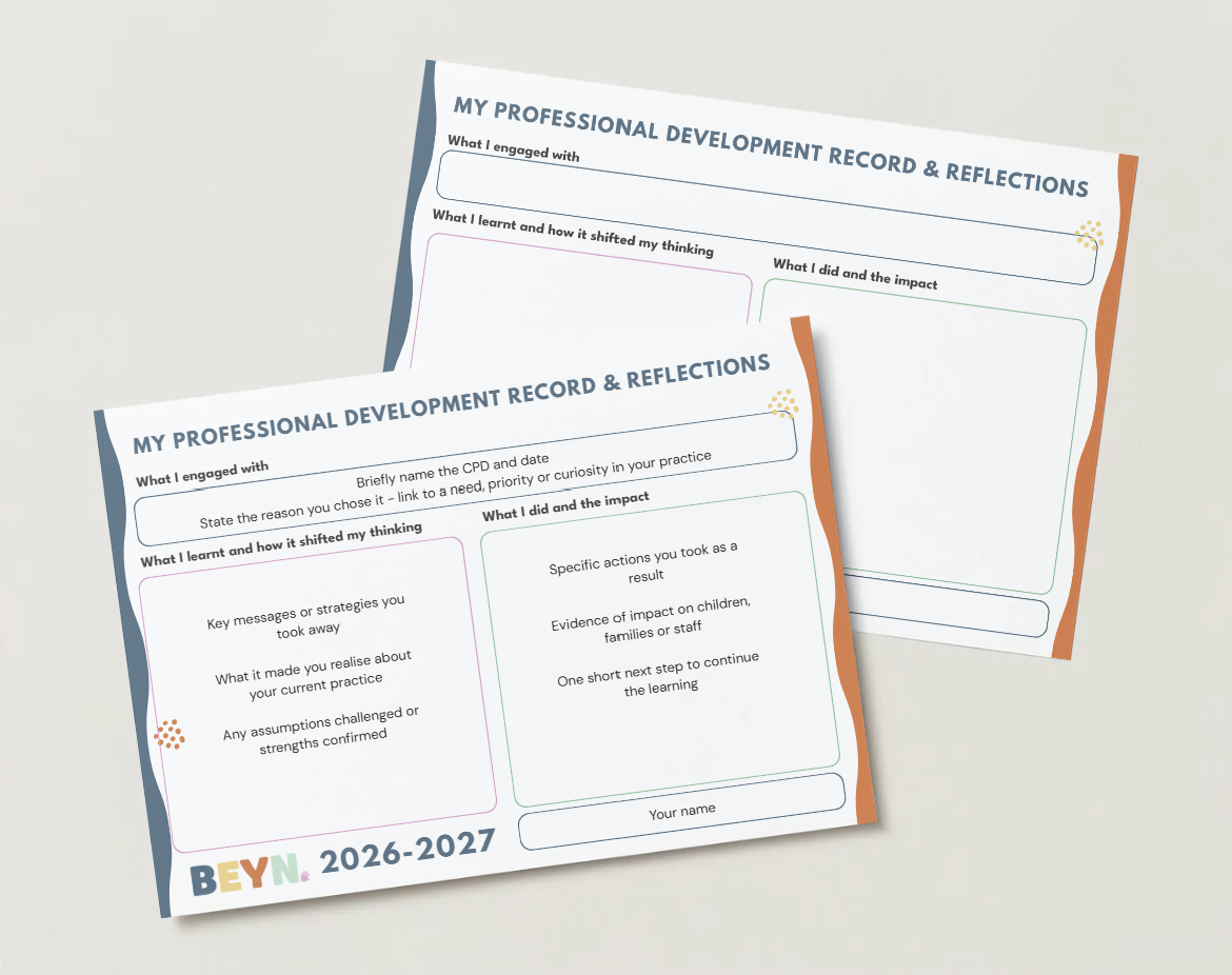 BEYN Record & Reflection sheet graphic mock-up