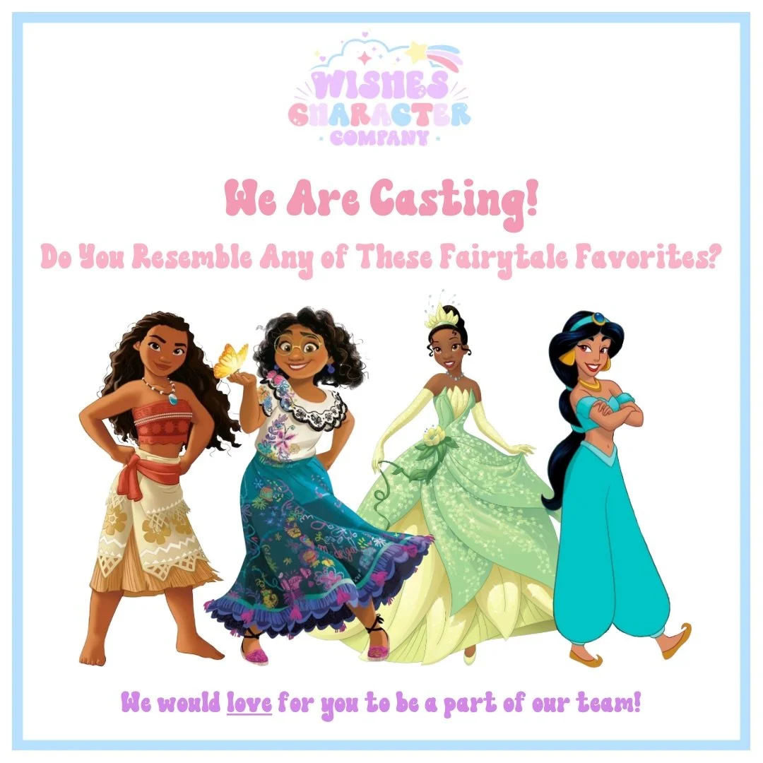 ✨CASTING CALL!✨

Singing BIPOC/POC Actresses Needed!

Do you resemble Moana, Mirabel, Princess Jasmine, or Princess Tiana? Our team needs YOU! ✨

We hire independent contractors whom are welcome to continue working with any current children&rsquo;s e