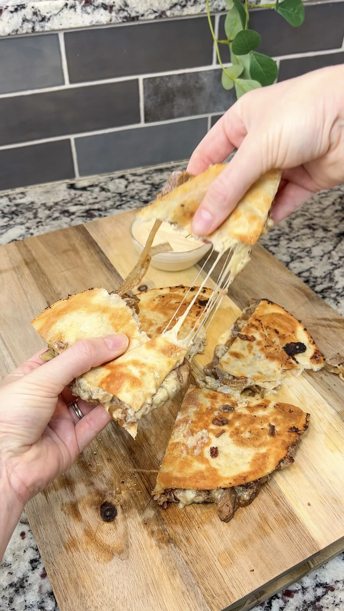 Leftover Brisket and Blue Cheese Quesadilla