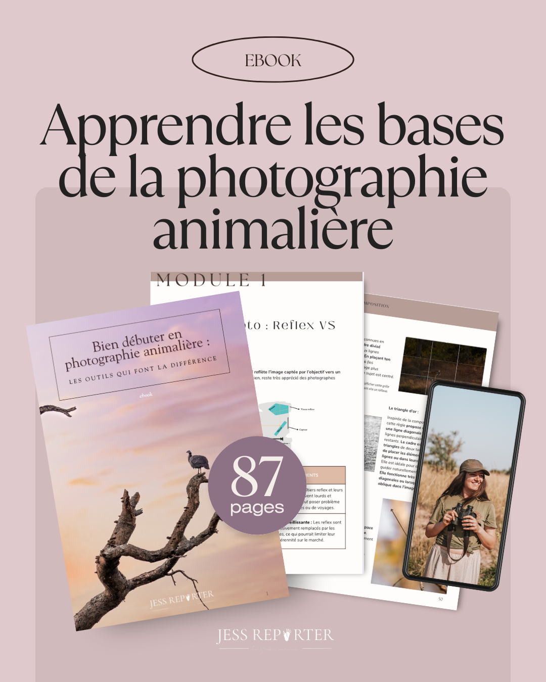 Visuel de présentation de l'ebook "Bien débuter en photographie animalière : les outils qui font la différence.