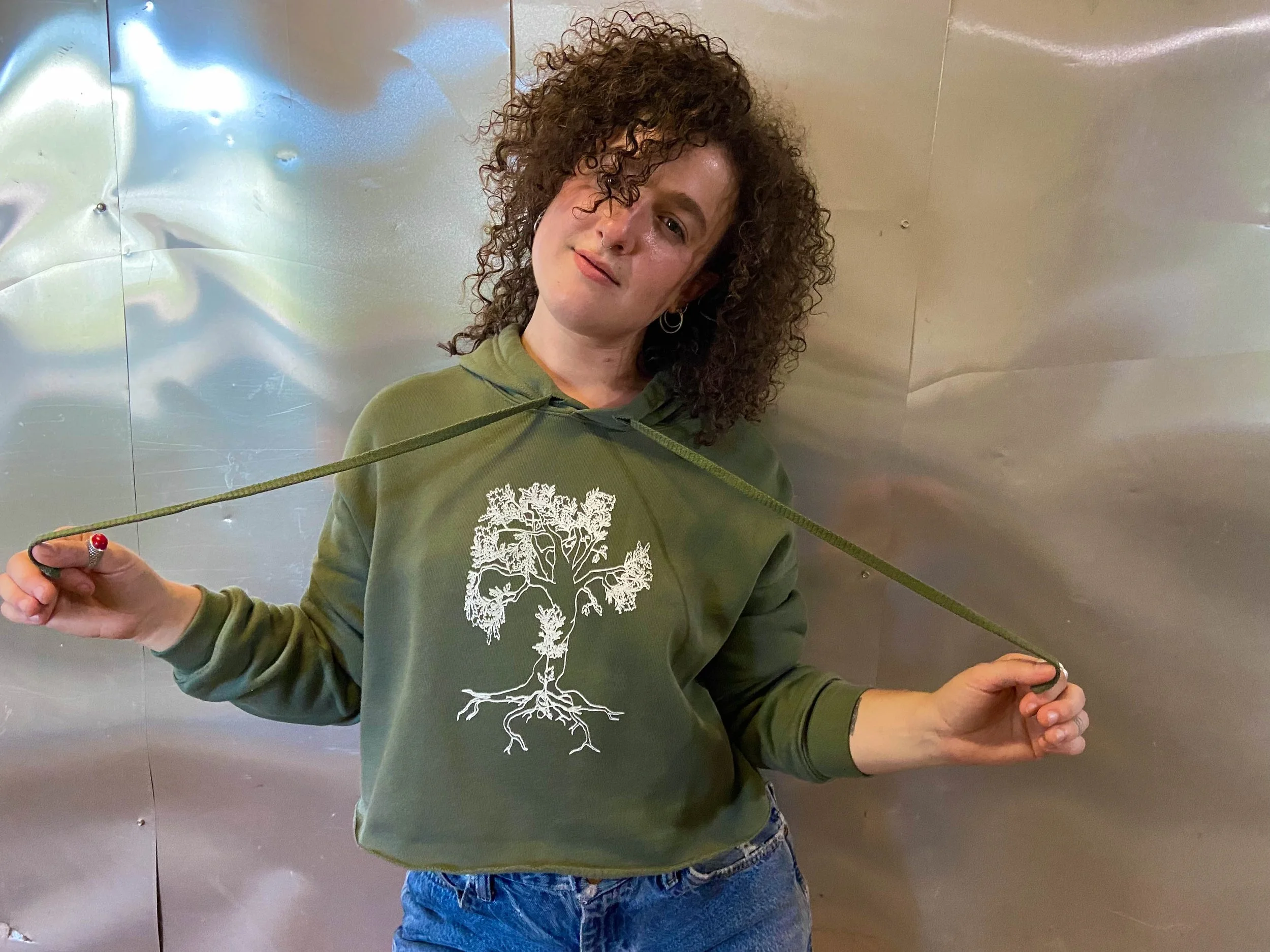 Apparel Grounded Cropped Hoodie Green 1.jpg