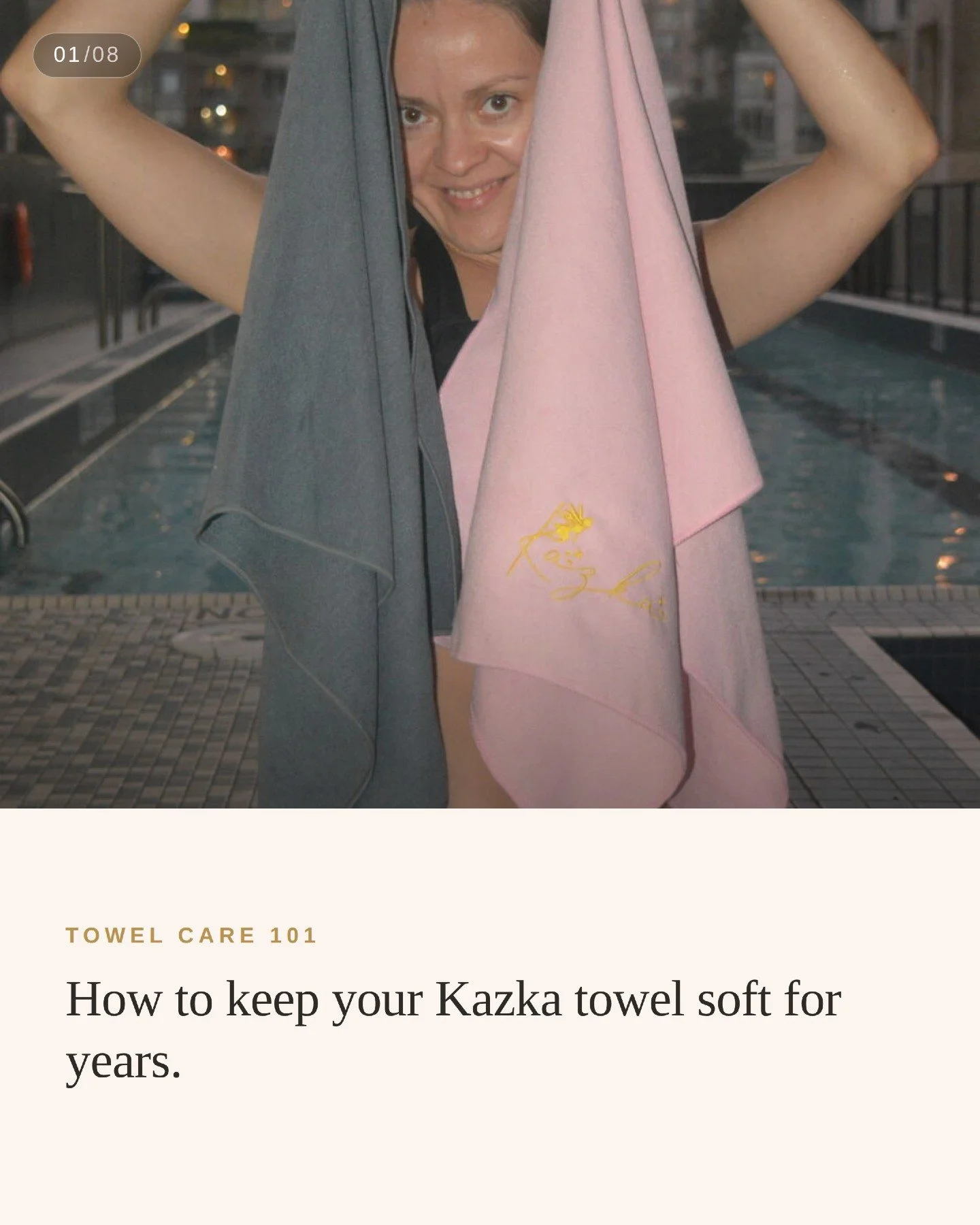 Save this one. 
Here&rsquo;s how to keep your Kazka towel soft for years, not just weeks. 📝
Wash it once before first use, then stick to cold water on a gentle cycle. Skip the fabric
softener; it coats the fibers and kills the exact thing that makes