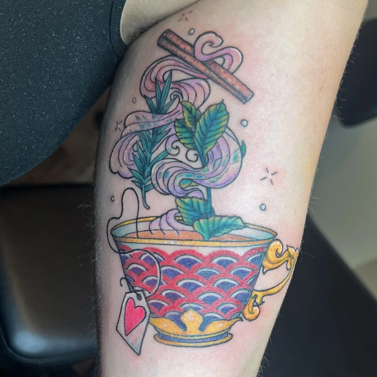 Client&rsquo;s custom tea blend! #teatattoo #wilmingtontattoo #tattoo #tattoos #wilmingtonnc #canvasculturetattoo