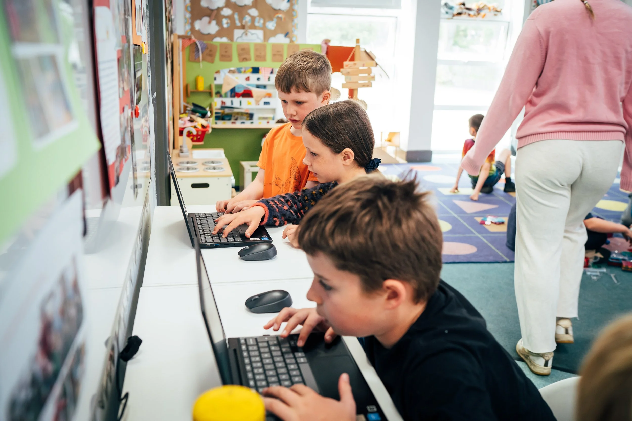 We have chrome books, an Nintendo switch and interactive whiteboard which are monitored closely