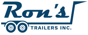 Logo for Ron's Trailers Inc. featuring stylized text and trailer graphic design in blue color.