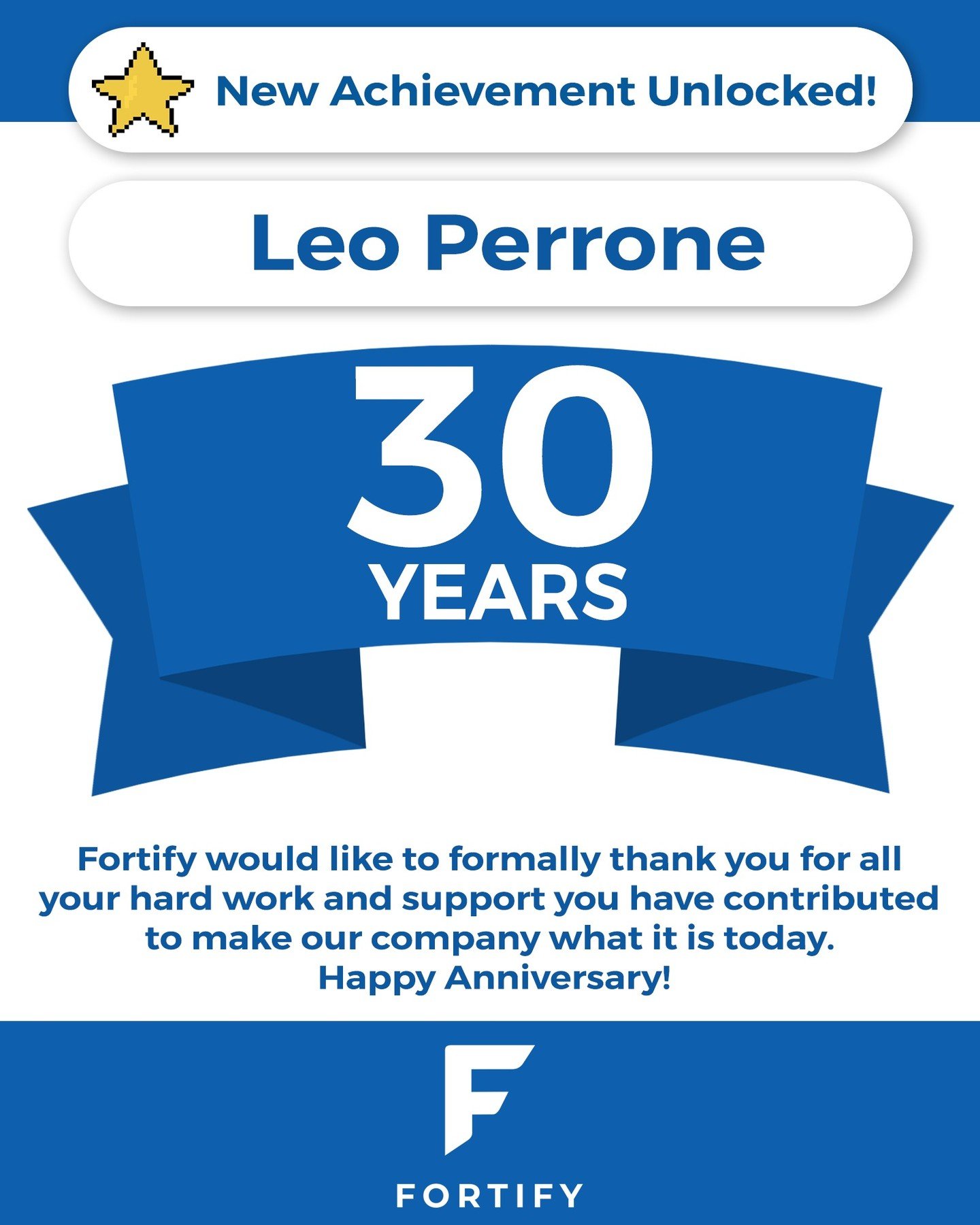 This month, Leo Perrone, one of our Network Professionals, celebrated 30 years with Fortify! We're so grateful to have loyal employees like Leo, who has been with us through it all. Our favourite quality about Leo (aside from being a Helpdesk rocksta