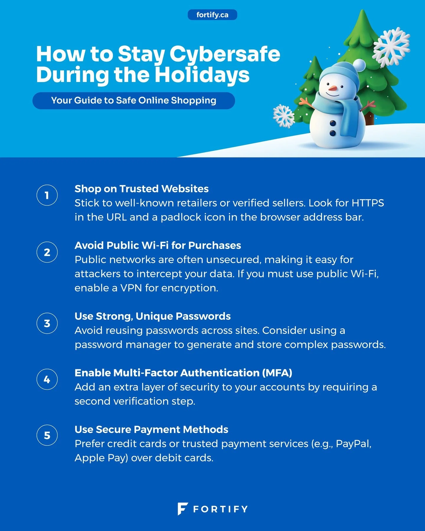 Cybercriminals love a good shopping spree too, so here are some quick, easy tips to make sure the only thing you&rsquo;re giving away is gifts (not your data!). 🎁
 
#holidays #cybersecurity #onlineshopping #technology #EveryBusinessFortified