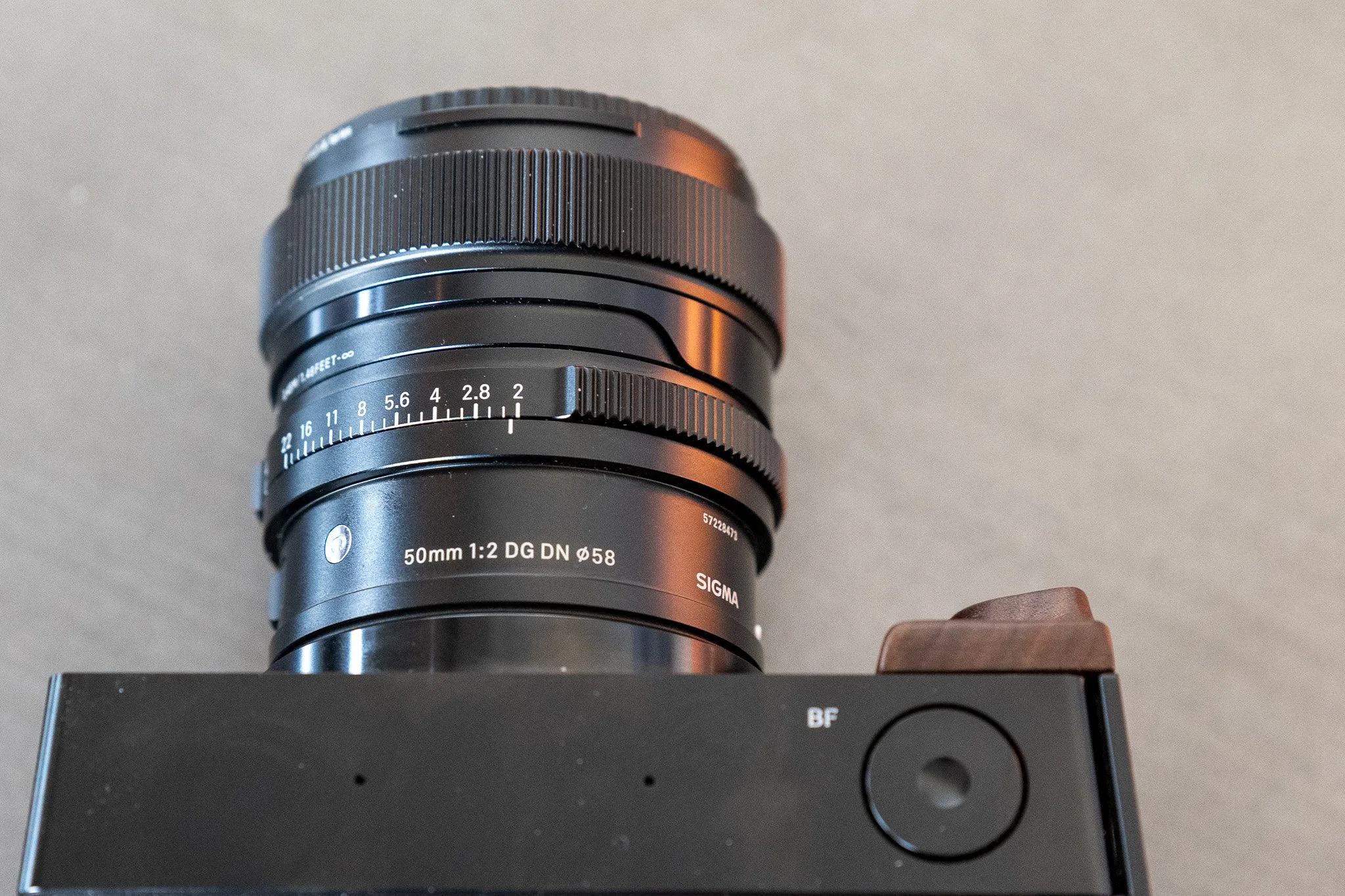 Sigma 50mm f2 DG DN Contemporary Top View on Sigma BF
