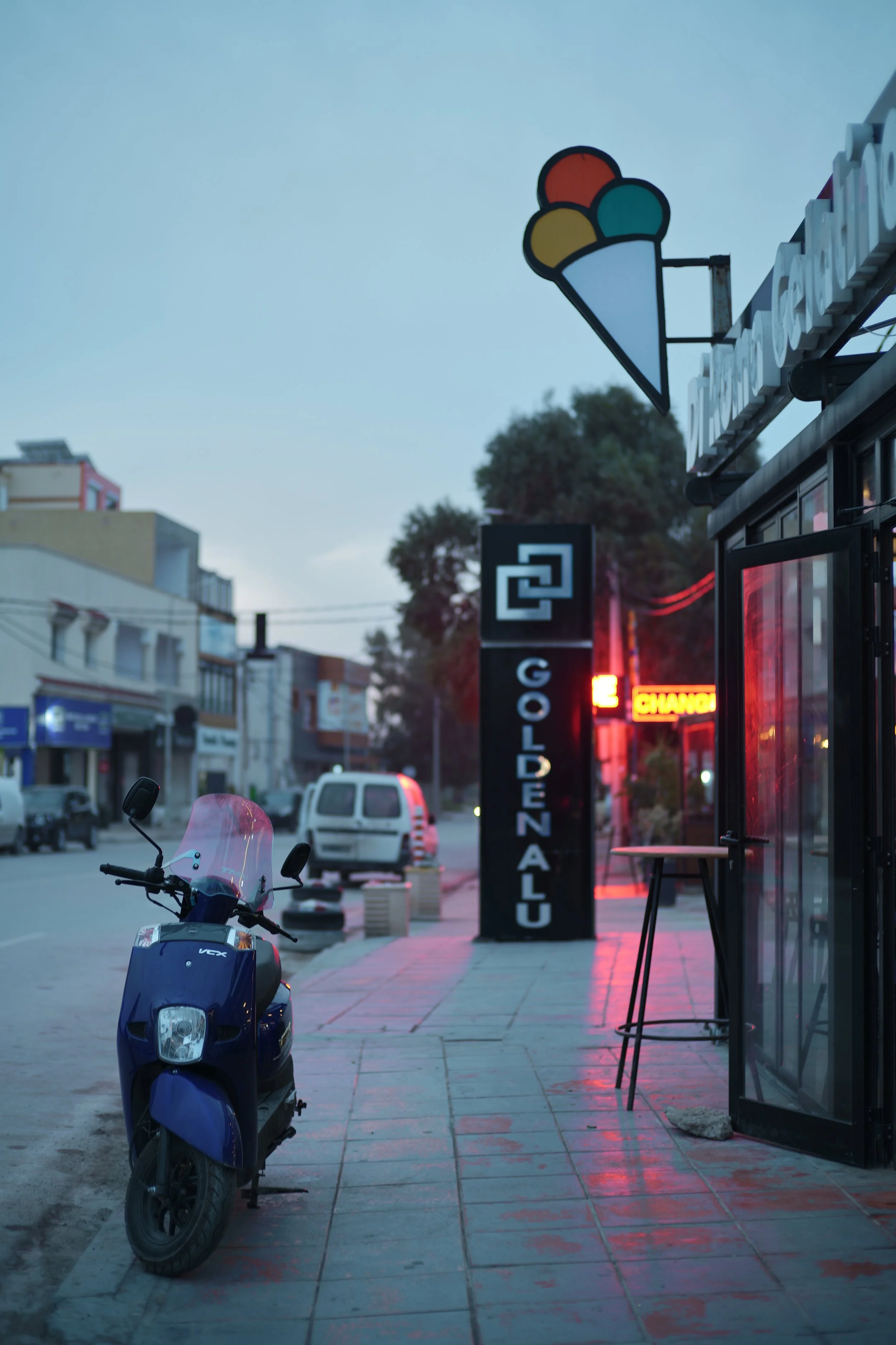Cafe in Tunisia - Sigma FP with "Something Blue" Film Simulation