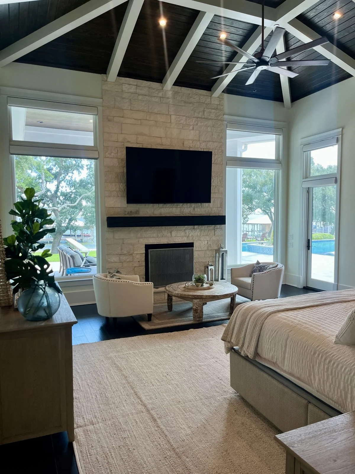 Dual Motorized shades #most expensive home on the island Bear Point