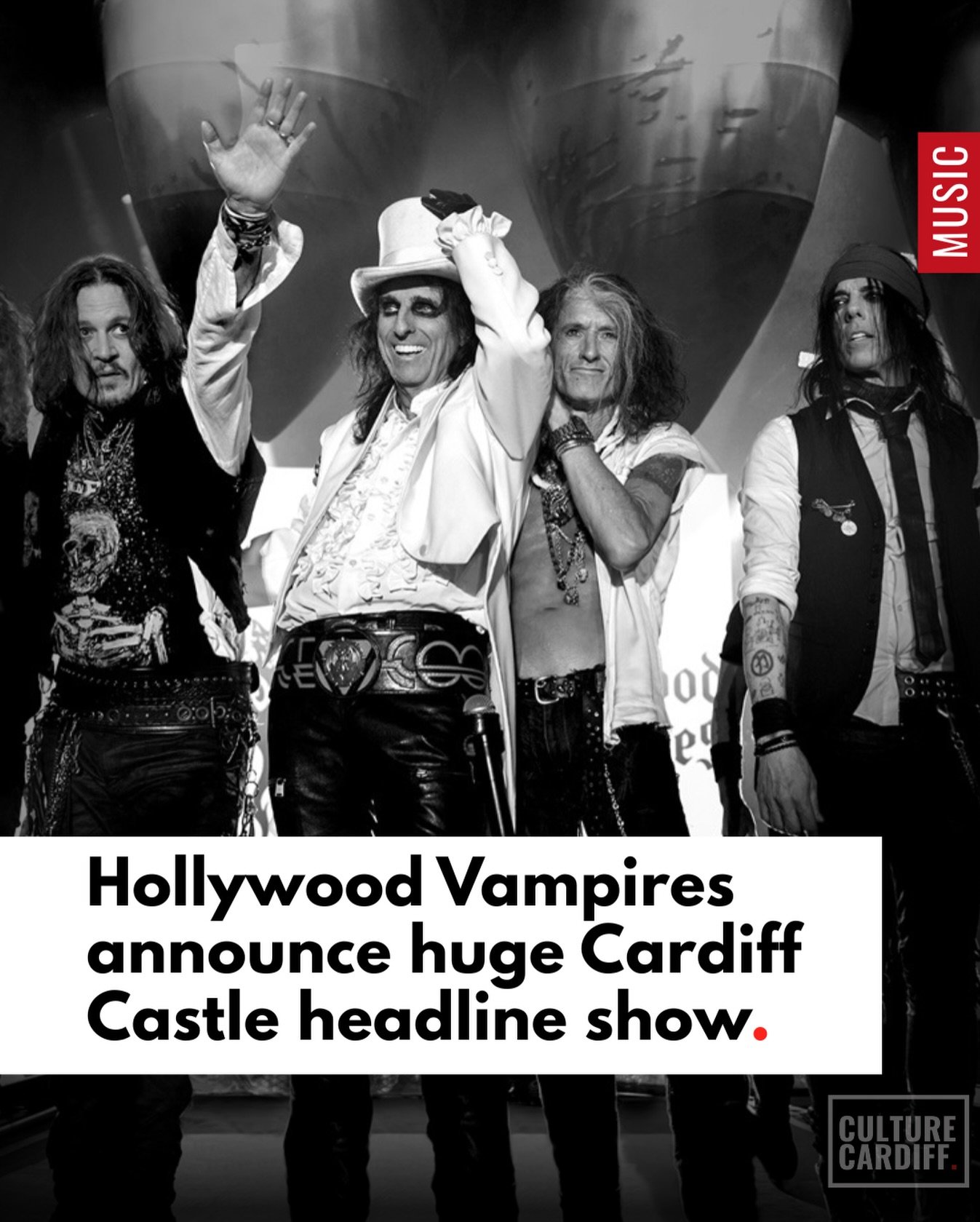 American rock supergroup Hollywood Vampires are set to return to the UK this summer with a huge Cardiff Castle headline show 🔥

Featuring Alice Cooper, Johnny Depp, Joe Perry and Tommy Henriksen, the band will take to the stage at TK Maxx presents D