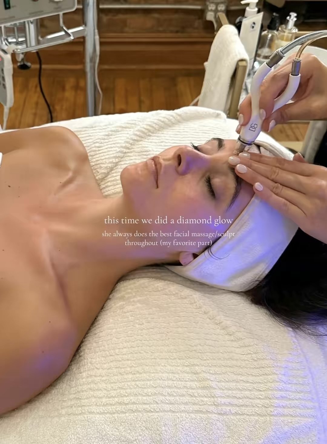 iamondGlow facial treatment exfoliating and infusing serums at Serene Skin NYC in Tribeca, NYC.