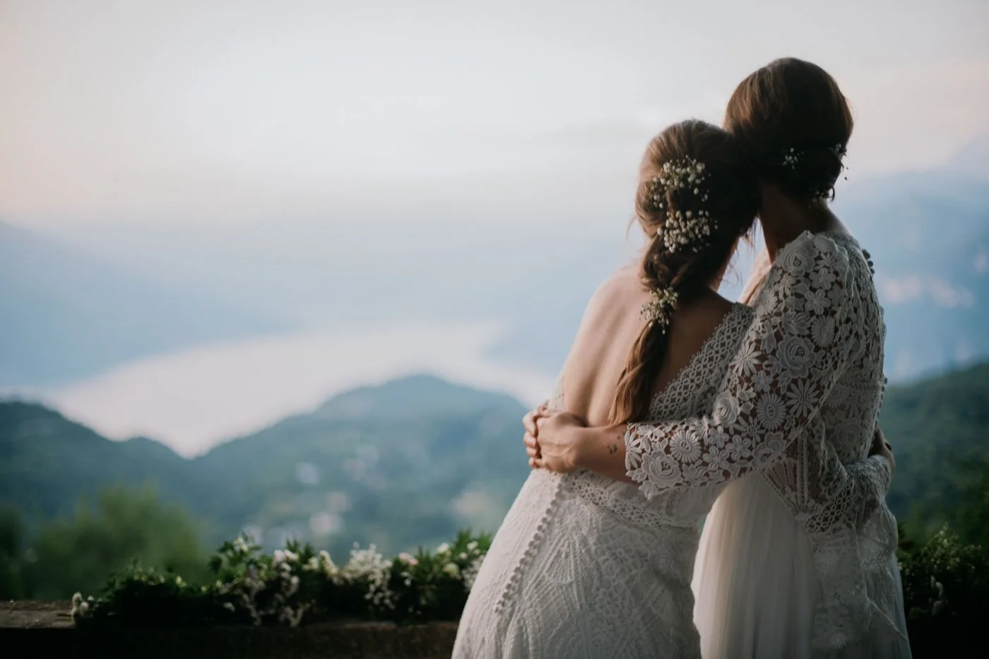 Same sex wedding on lake Como