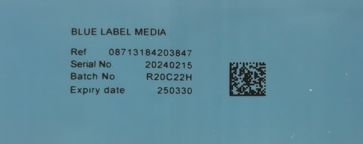 Blue coloured label media e.g. clinical life sciences