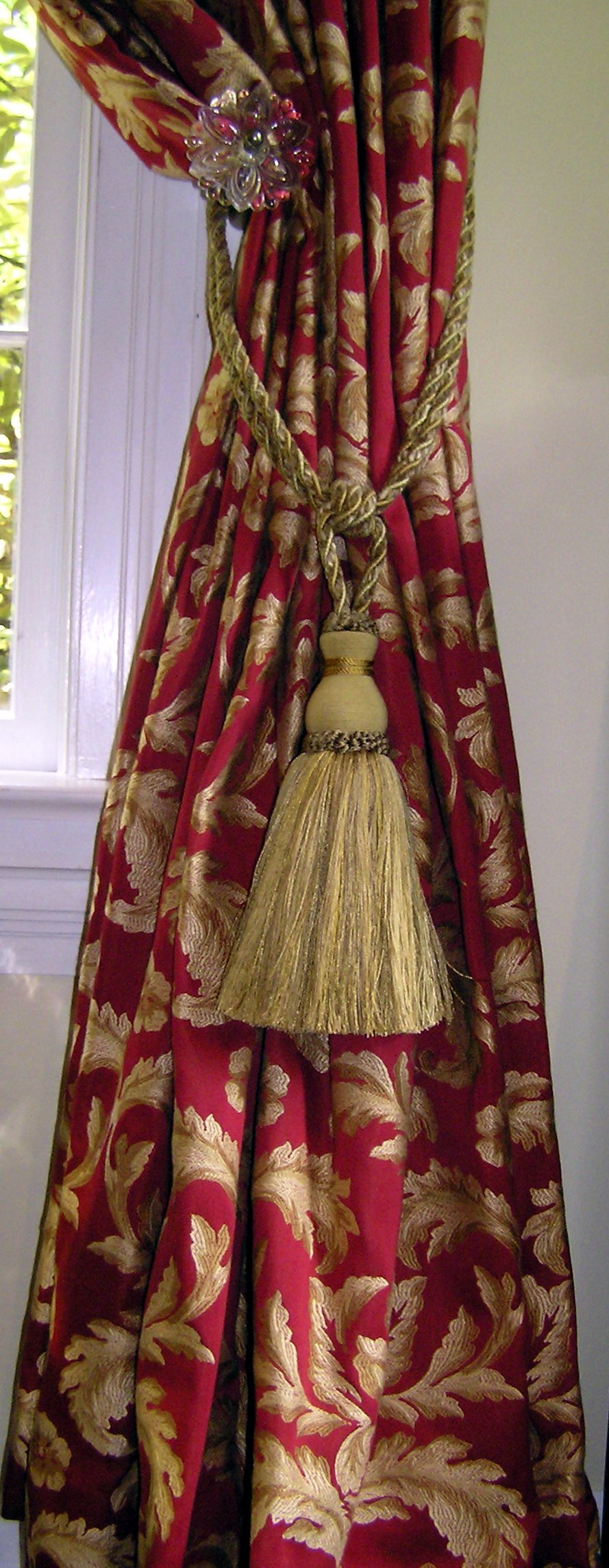 Antique Living Room Décor, Drapery and Lighting Design in Villanova, PA: Drapery Tassels after