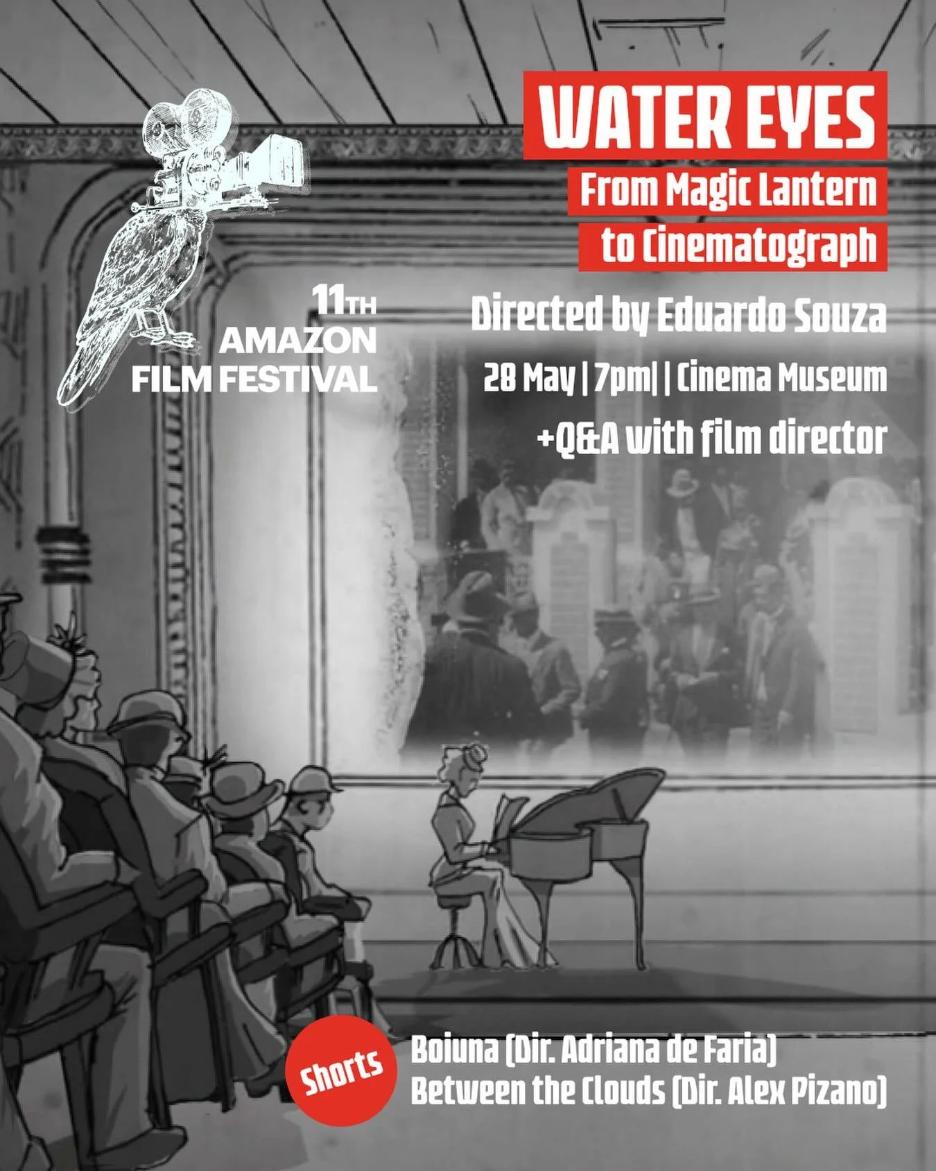 🌳💚 On the second day of the Amazon Film Festival, we will watch Water Eyes - from Magic Lantern to Cinematograph, by Eduardo Souza. 

🎥 The film explores the origins of pre-cinema and cinema through the lens of artists, magicians, peddlers, travel