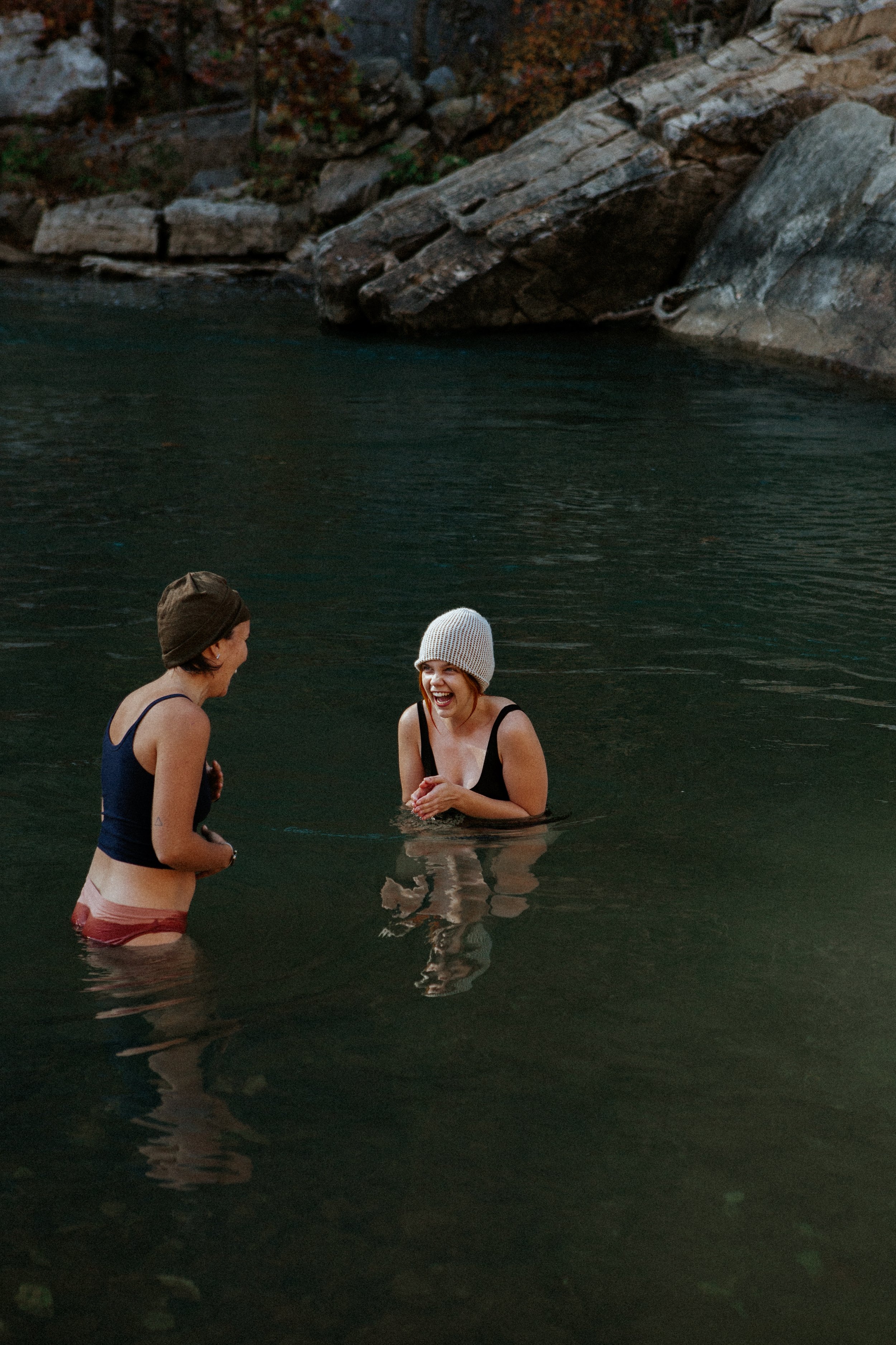 cold plunge in the Buffalo River 