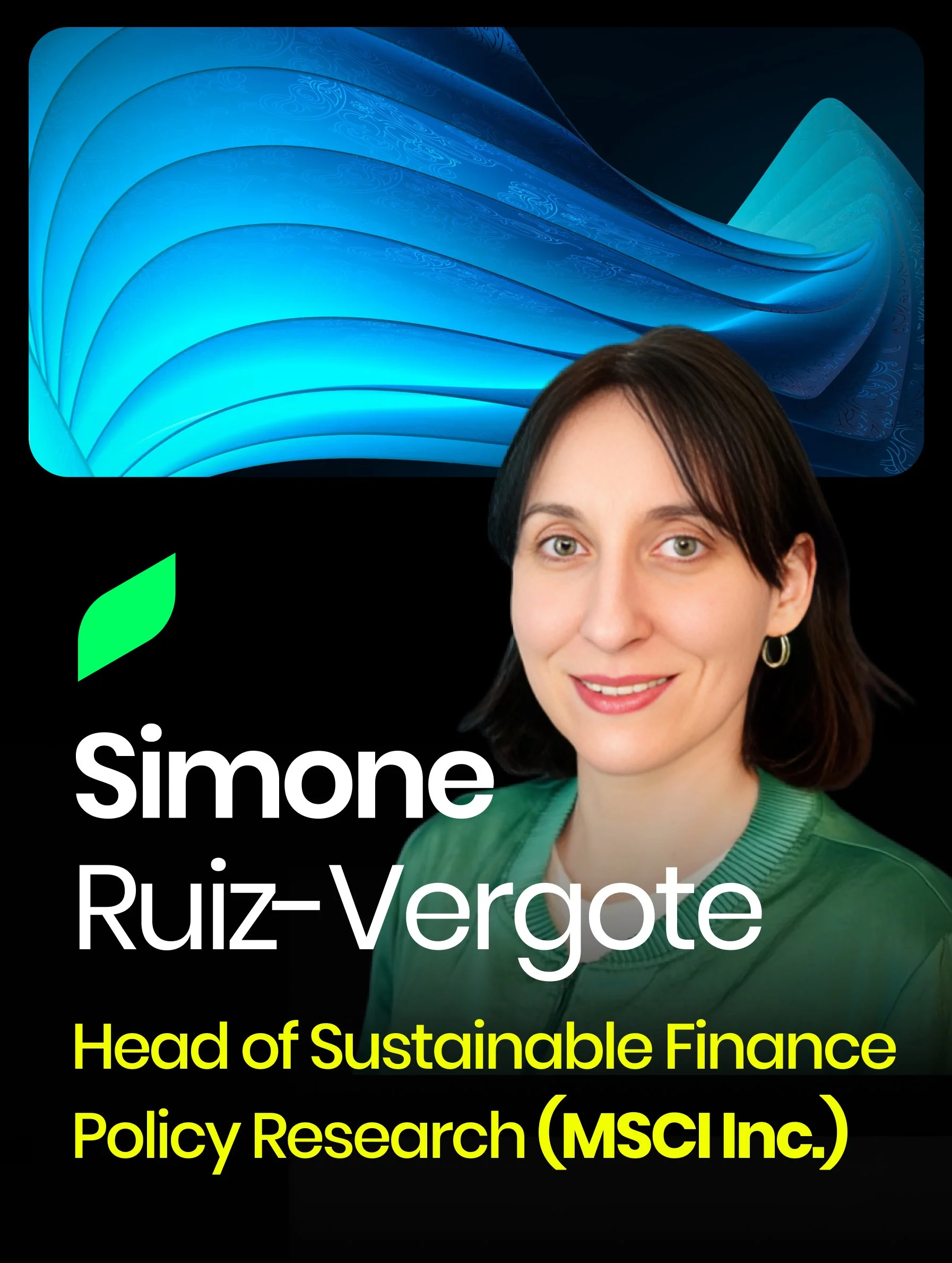 Person with title "Sustainability Manager Group One" and image of hands holding soil and a small plant.