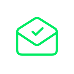 Green envelope icon with check mark