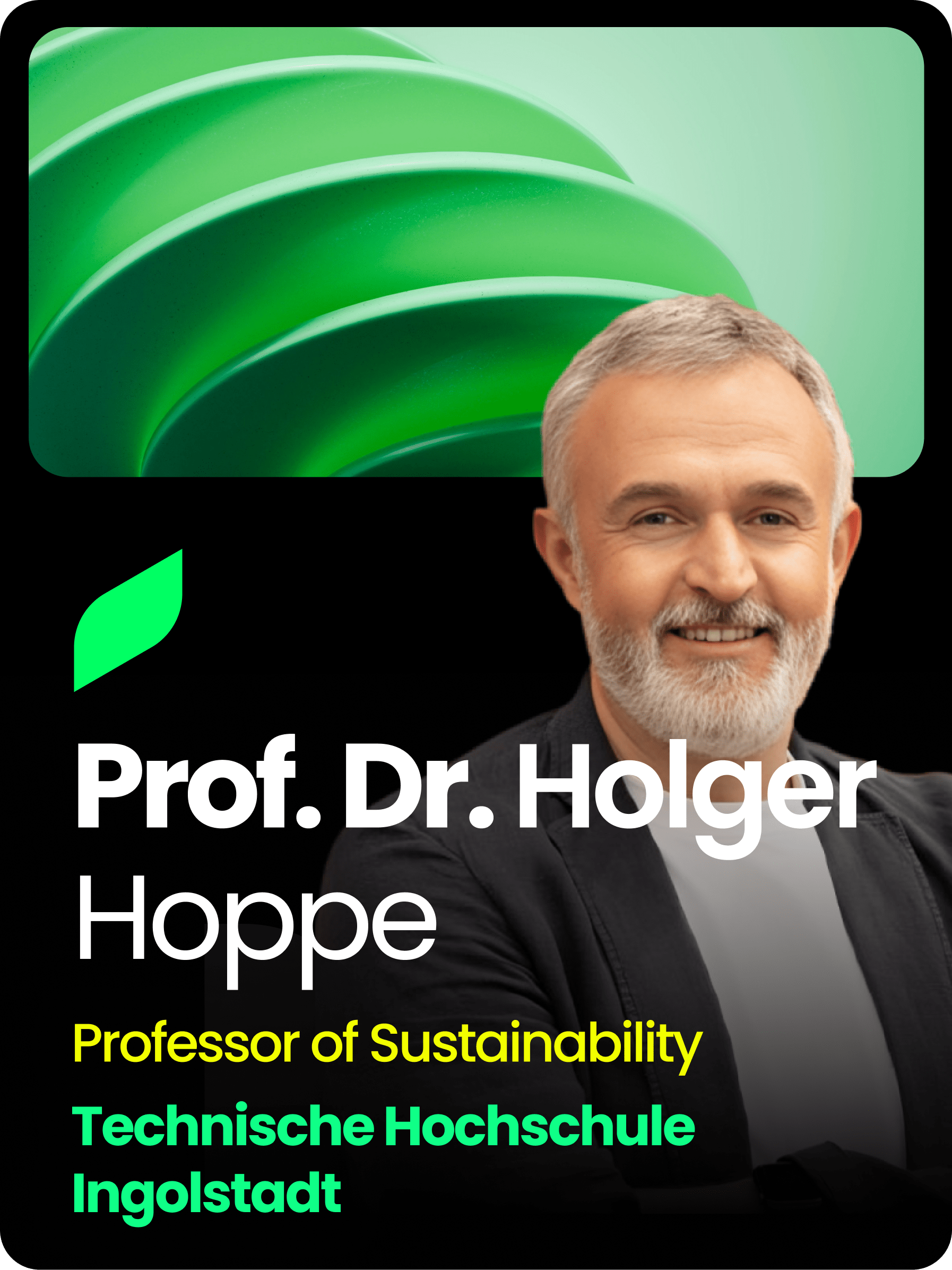 Portrait of a woman with long blonde hair, alongside a graphic of a mountain. Text reads: Jael Perez, Sustainability & Climate Expert, Ex BayWa r.e., United Nations on Climate Change (UNFCCC).