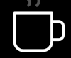 Icon of steaming coffee cup on black background