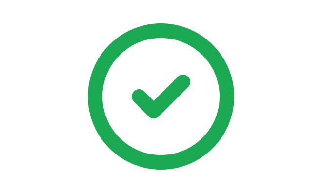 Green check mark icon inside a circle