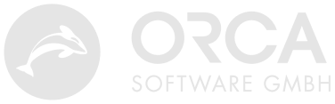 Logo of ORCA Software GmbH featuring a stylized orca symbol on the left.