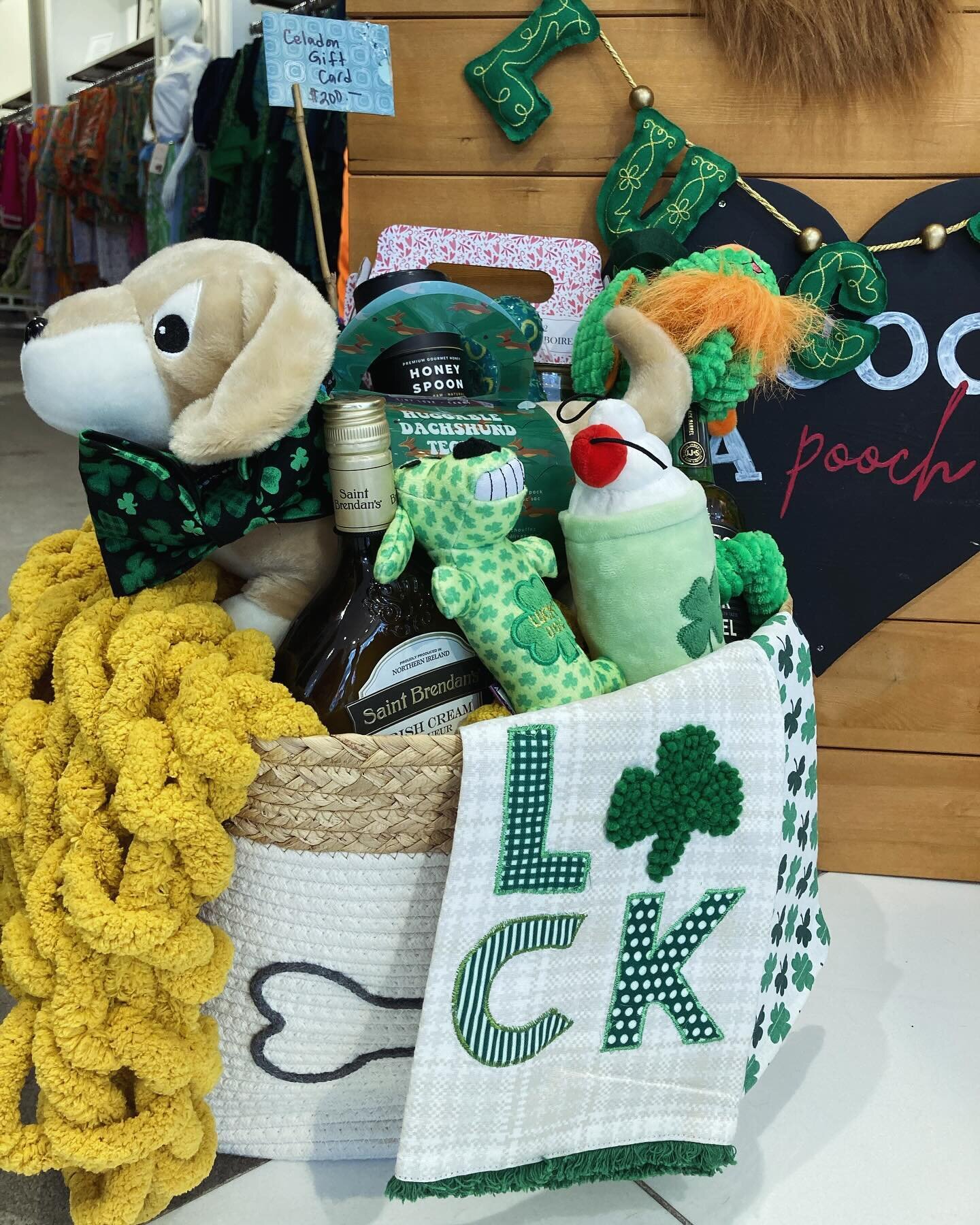 Feeling the luck of the Irish? 
Enter to win our St Paddy&rsquo;s Day Raffle Basket!

What&rsquo;s included: $450 Value
$50 Woven Rope Basket 🧺 
$200 Celadon gift card 
$39 Irish Cream Liqueur
$30 Jameson Whiskey 🥃 
$40 Chunky Knit Blanket
$10 Hone