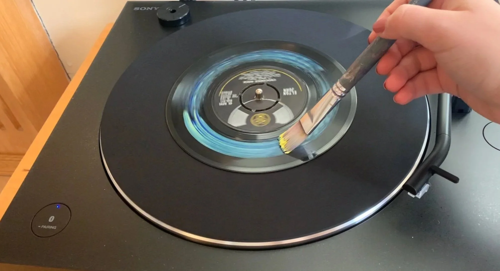 Records were painted while spinning and then printed on paper