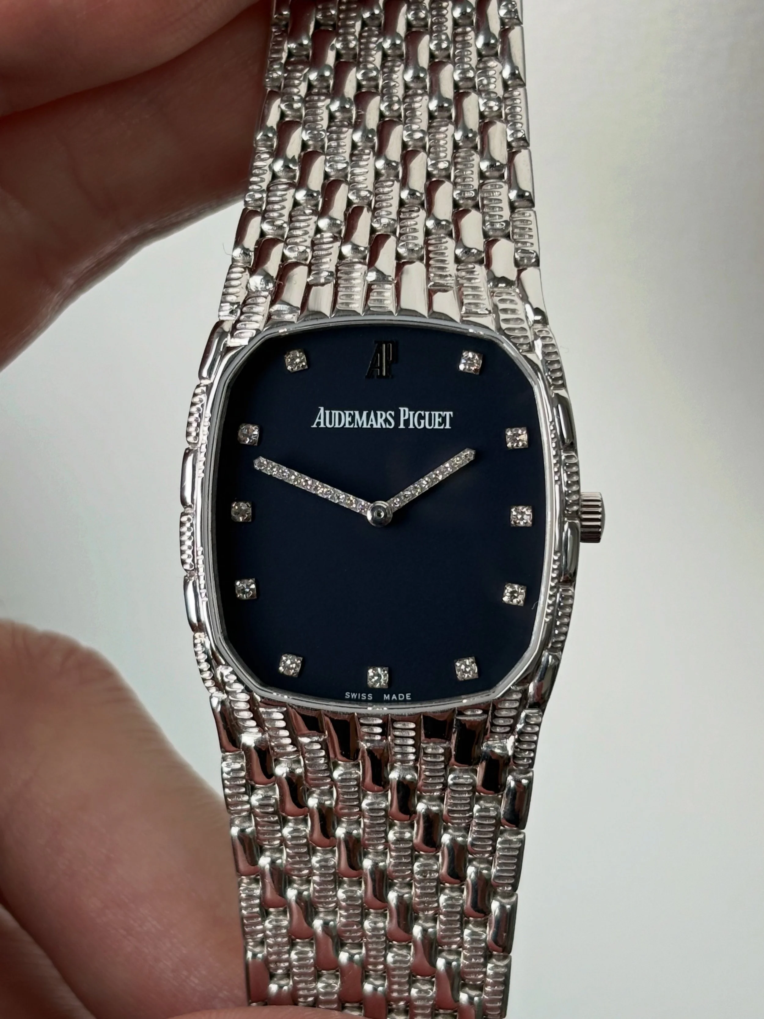Audemars Piguet Cobra White Gold Navy Dial, Diamond Hands & Indexes ref. 14975 BC w/ Original Paper & Hang Tag