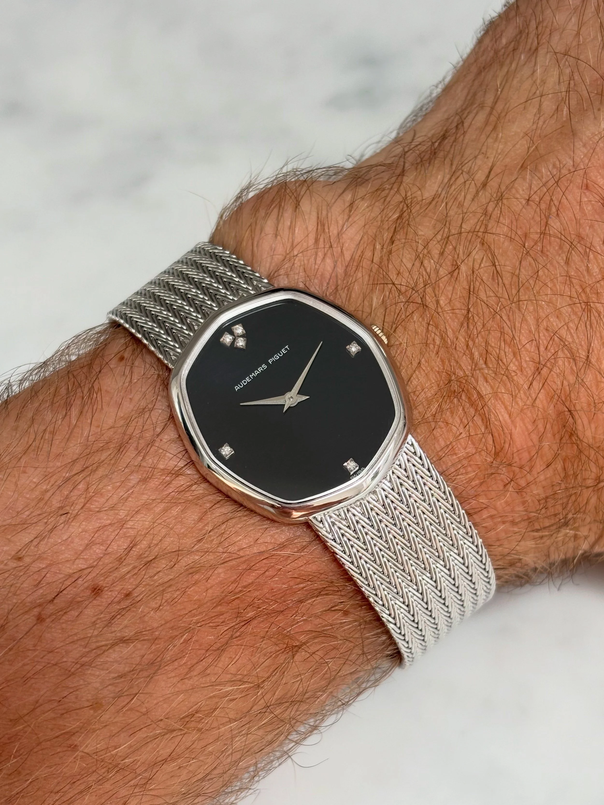 Audemars Piguet Octagon White Gold Onyx Dial & Diamond Indexes