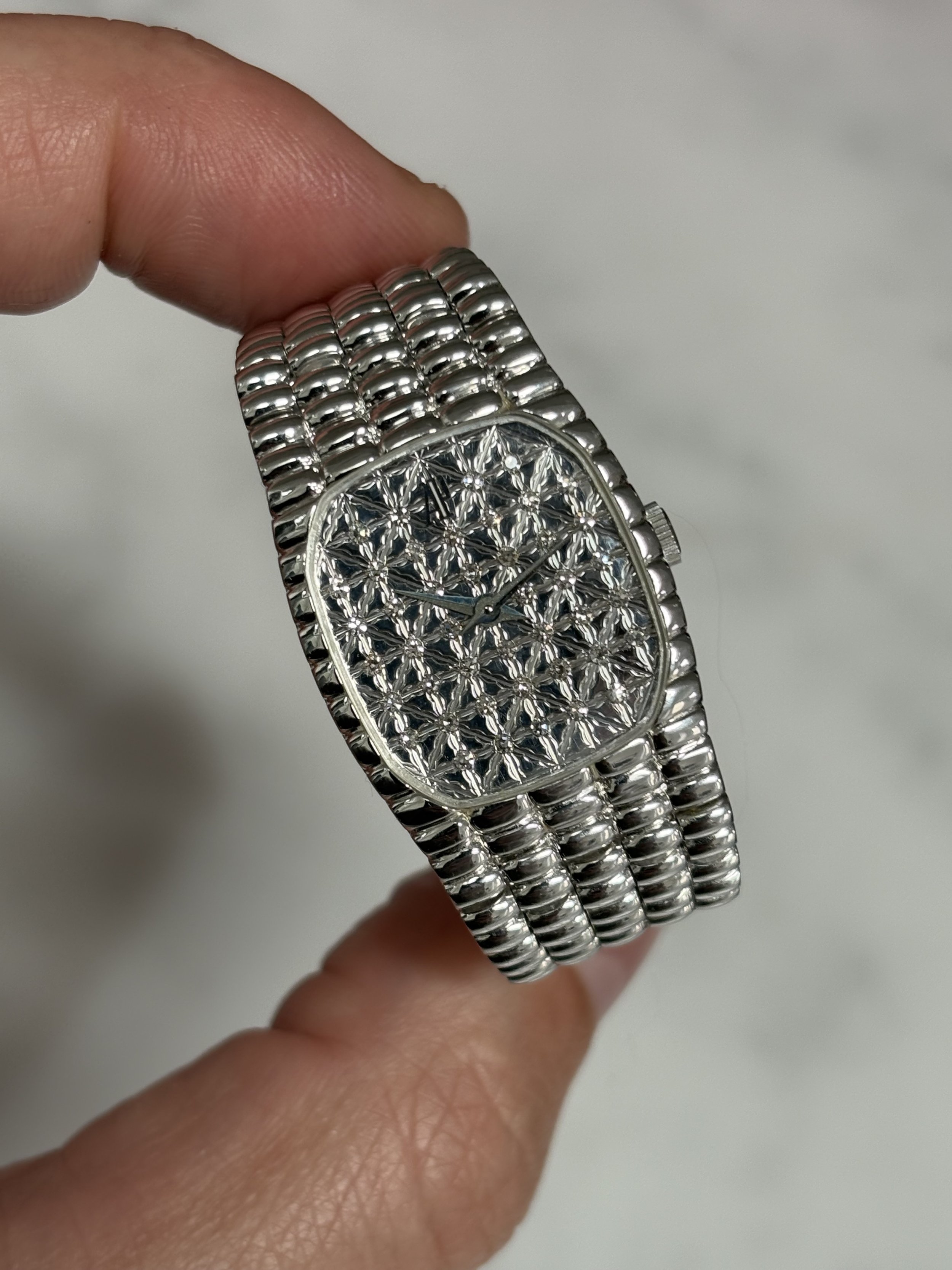 Audemars Piguet Mini Cobra White Gold Button Bracelet & Diamond Crosshatch Dial ref. 7944-653