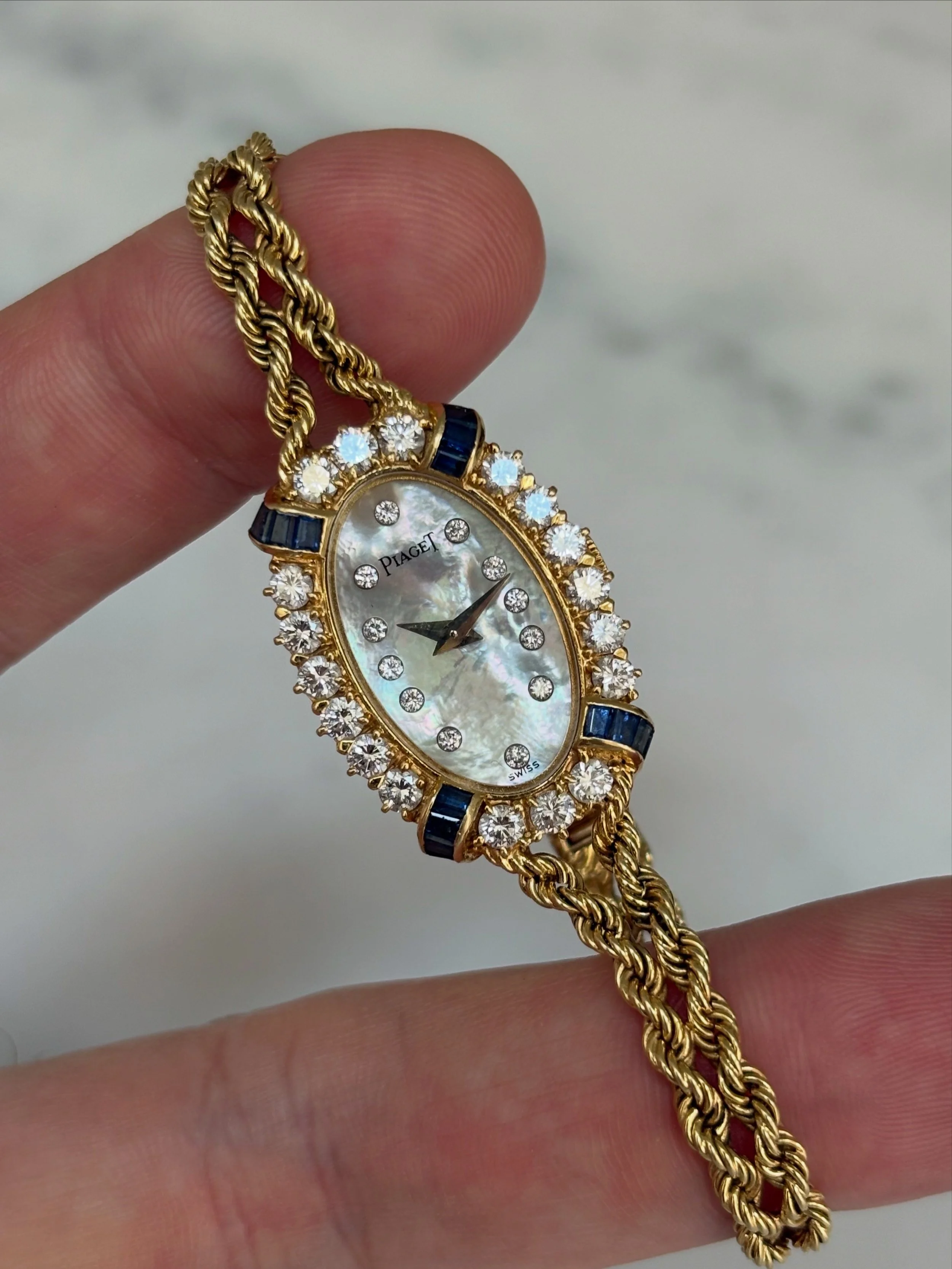 Piaget White Gold Rope Bracelet Cocktail Watch 1.5ct Diamond Bezel, Sapphire Set Arches & Indexes ref. 4371 E21